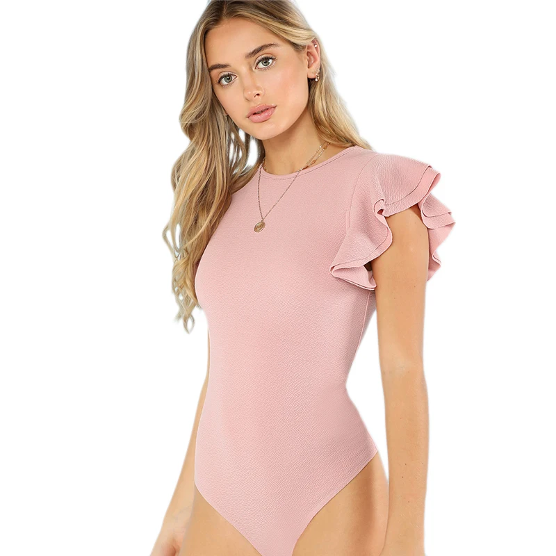 Women's Pink Ruffle Bodysuit 12