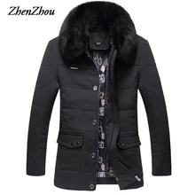 Однотонные Длинные мужские парки с меховым воротником, хлопок, теплые,, мужская зимняя куртка, мужские пальто размера плюс L-4XL, брендовая одежда для мужчин