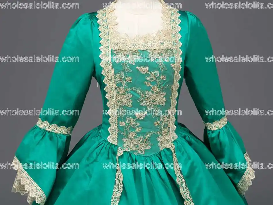 Зеленые платья Marie Antoinette Renaissance бальное платье со шлейфом Театральный Костюм|gown