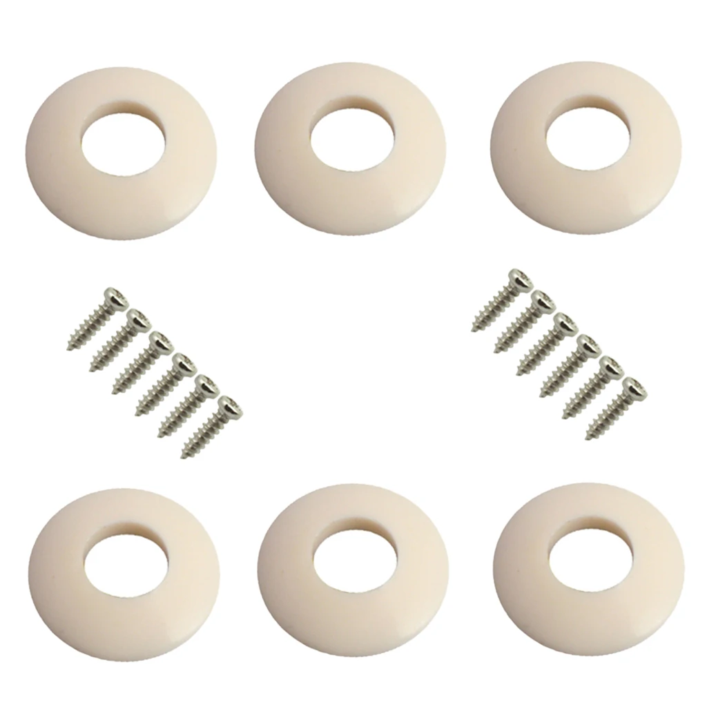 Pack of 6 White Plastic Ferrules Washers Gasket Screws for Guitar Tuners Machine Heads Guitar Tuning Pegs