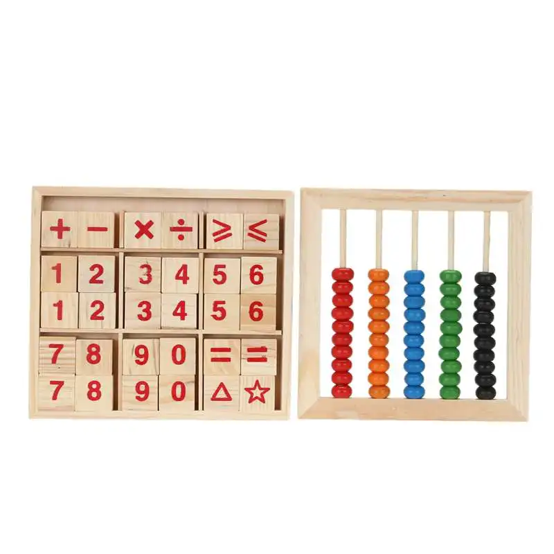 Montessori Kids Toy Baby Wood Colorful Beech Abacus Teaching Learning Educational Preschool Counting Number Maths Toys