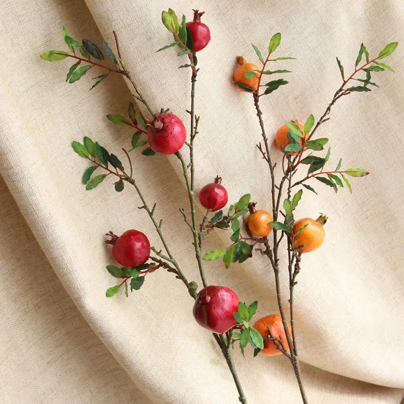 5 Heads Artificial Pomegranate Plastic Fruit Branch Artificial Green Plant Flowers for Wedding Home Garden Decoration Fake Plant 5 Heads Artificial Pomegranate Plastic Fruit Branch Artificial Green Plant Flowers for Wedding Home Garden Decoration Fake Plant