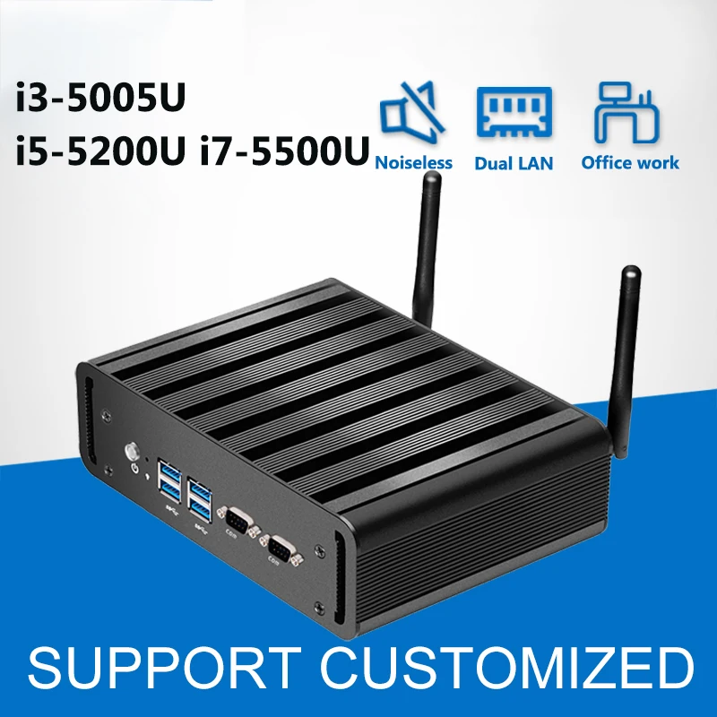 Dual LAN двойной COM Mini PC 2x1000 Мбит Ethernet Windows 10 мини-компьютер Core i3 5005U i5 5200U i7 5500U HD Графика NUC 5500