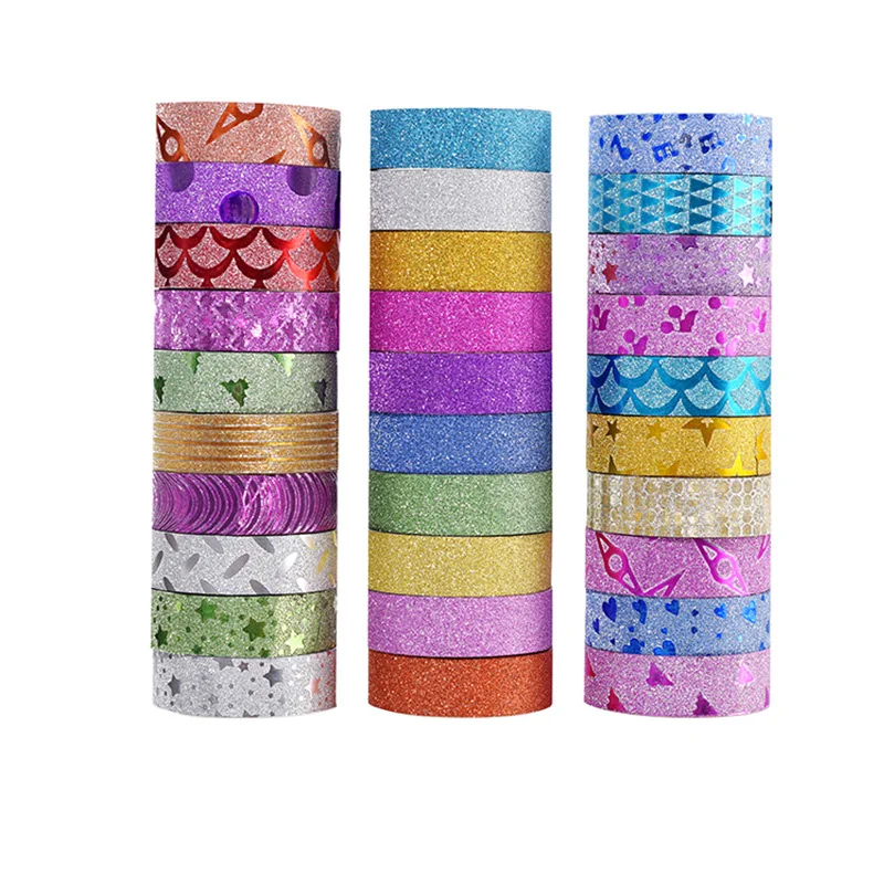 

10PCS Glitter Washi Tape Office Adhesive Tapes Stationery DIY Scrapbooking Decoration Material Color Masking Tape School Supply