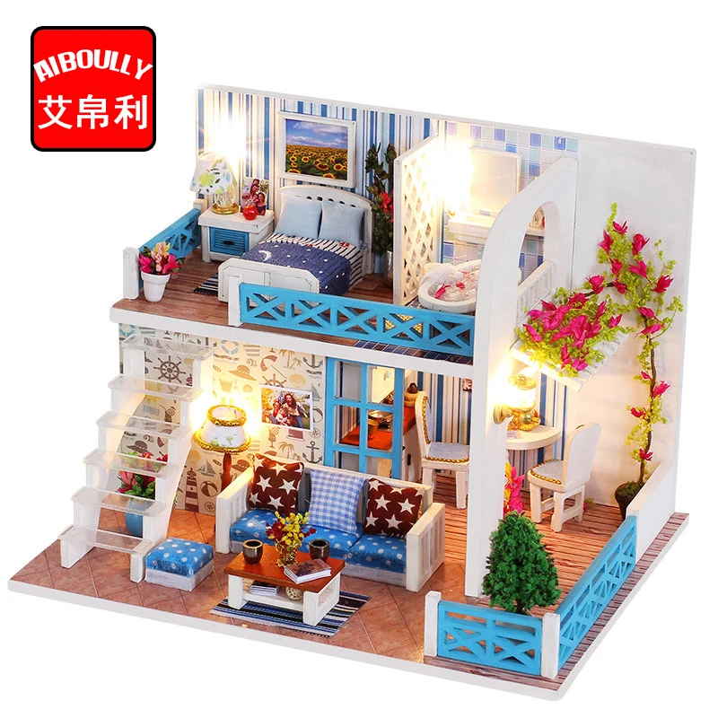Seaside House DIY Wood Dollhouse Kit Miniature With Furniture Doll House Room Angel Dream Best Birthday Gift For Girls Seaside House DIY Wood Dollhouse Kit Miniature With Furniture Doll House Room Angel Dream Best Birthday Gift For Girls