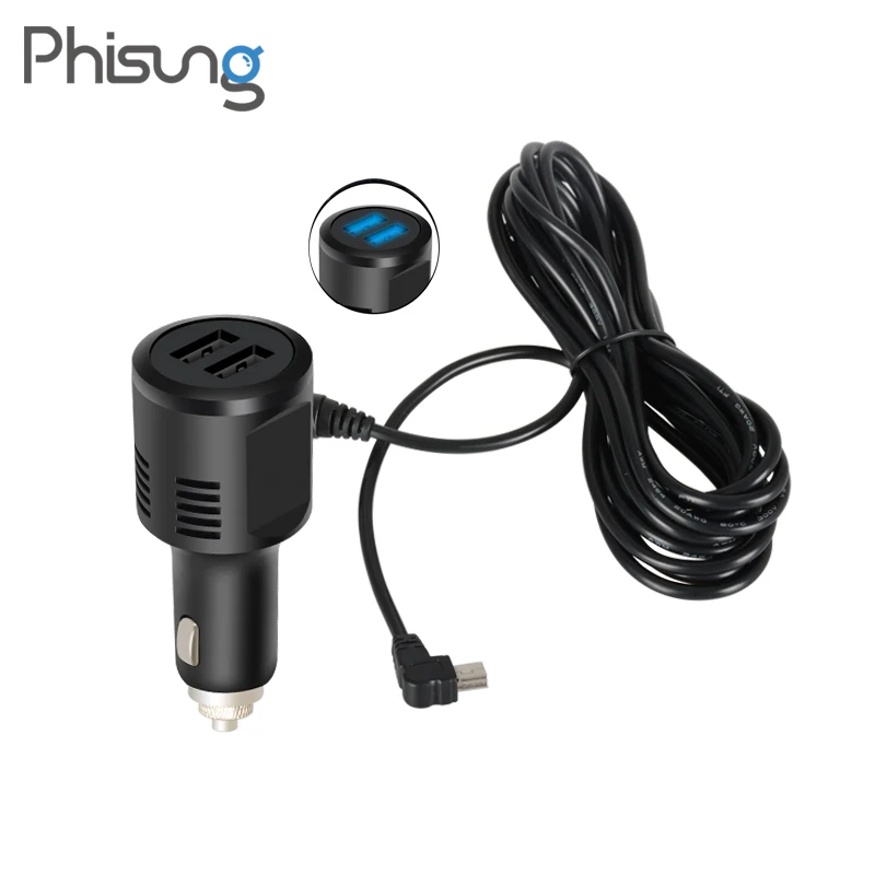 Двойной слот для mini USB port mirror DVR автомобильное зарядное устройство 12-36 в источник