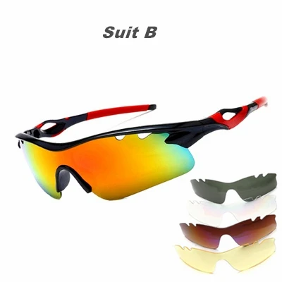 5 линз поляризованные велосипедные очки женские велосипедные солнцезащитные очки мужские спортивные солнцезащитные очки чехол Gafas Ciclismo очки для велосипедов - Цвет: Suit B