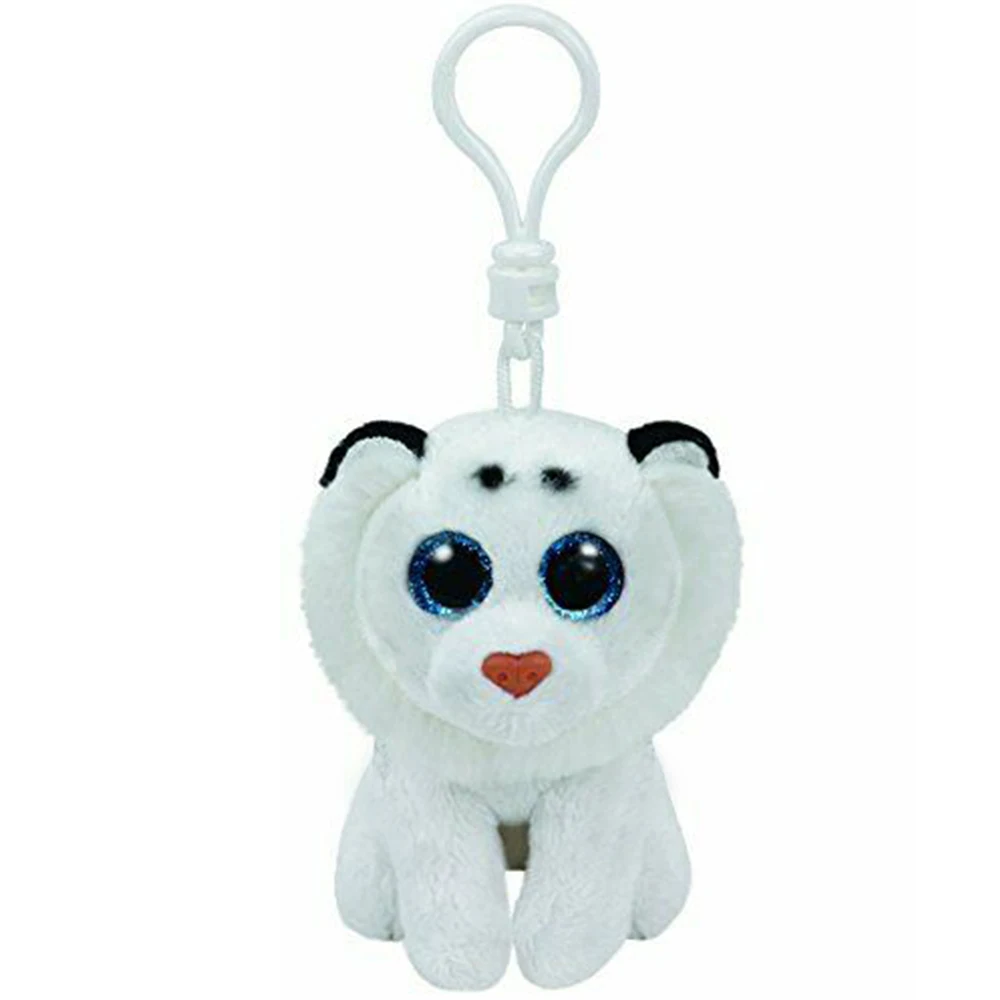 

Pyoopeo Ty Beanie Babies 4" 9cm Tundra the White Tiger Clip Plush Keychain Stuffed Animal Collection Doll Toy with Heart Tag