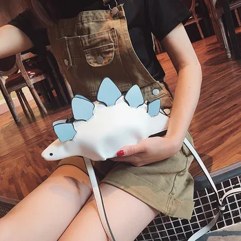 

Creative Chameleon Cartoon Handbags 3D Animal Funny Dinosaur Messenger Bag Panelled Shoulder Crossbody Bags Girl stegosaurus