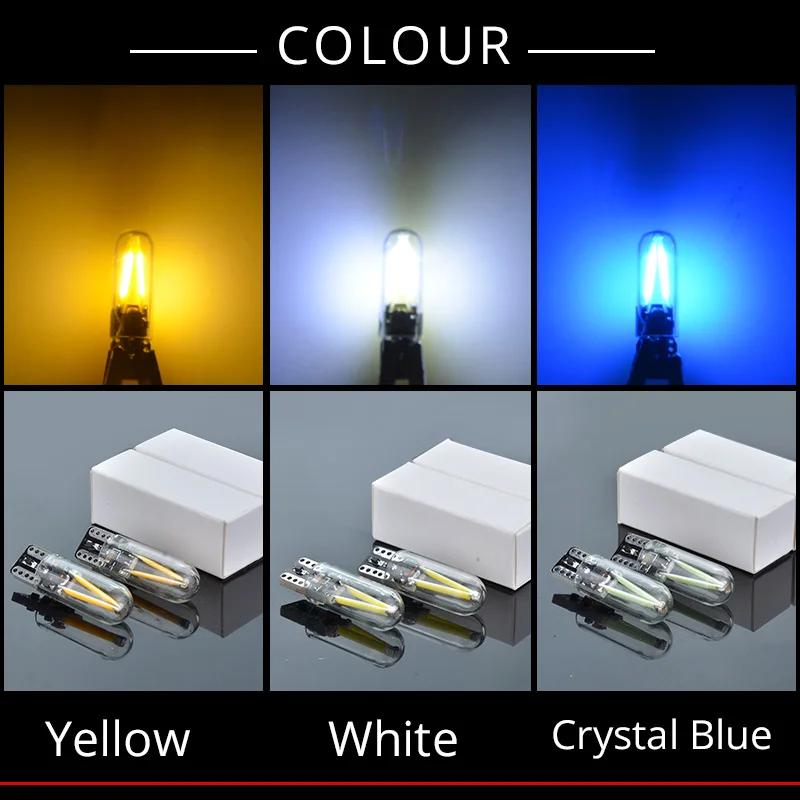 NAO W5W LED Bulb T10 5W5 Car interior light SMD 194 168 Glass Auto Filament  Lamp 12V Red Yellow Crystal Blue Dome Trunk Lamp