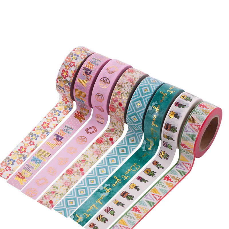 AAGU 1PC 15MM*10M Floral Foli Washi Tape Single Sided Masking Tape