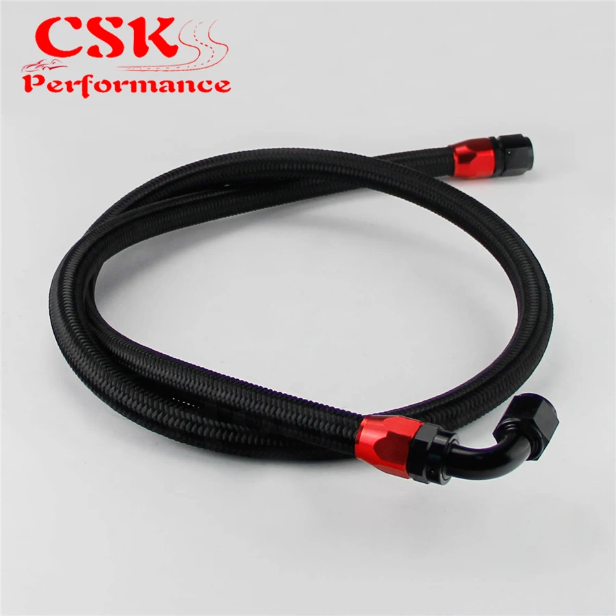 63" 10AN Nylon Steel Braided Oil Fuel Line Oil Cooler Relocate Hose Kit