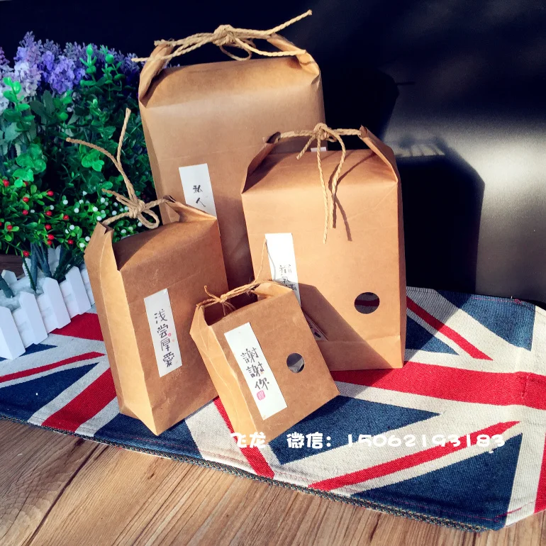 

Kraft paper gift bag coffee/tea/candy bag dry food specialty storage bag mushroom packaging 4 Sizes