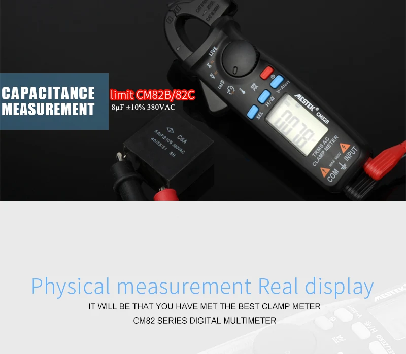 MESTEK Токоизмерительные клещи переменного тока CM82A/B/C TRMS Автоматический цифровой мультиметр-зажим тестер напряжения тока диода непрерывности с зажимом