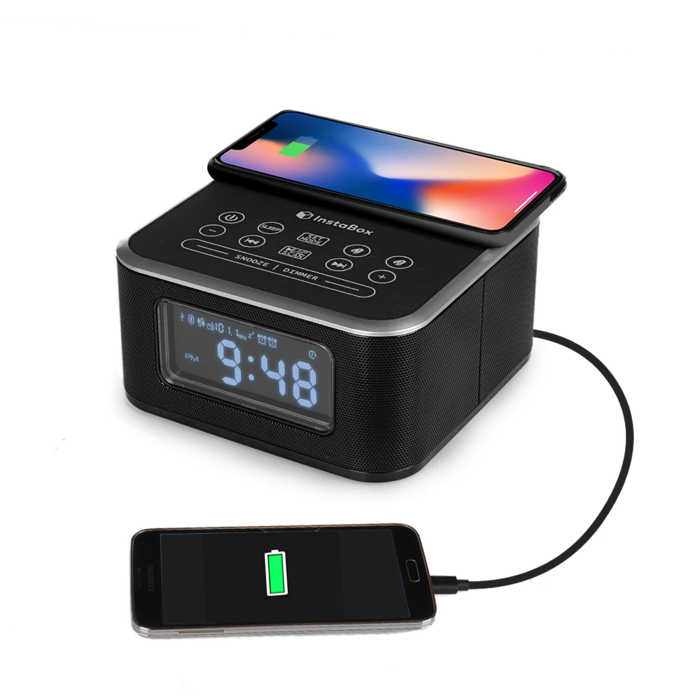 FM радио InstaBox W33 с Bluetooth динамиком будильником mp3 плеером поддержкой беспроводного