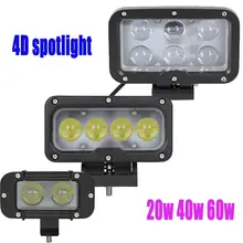 4D Led Driving Work Light Spotlight Work Lamp 20W 40W 60W 12V 24V Offroad Off-road Headlamp Fog Pencil Worklight Cannon Exterior