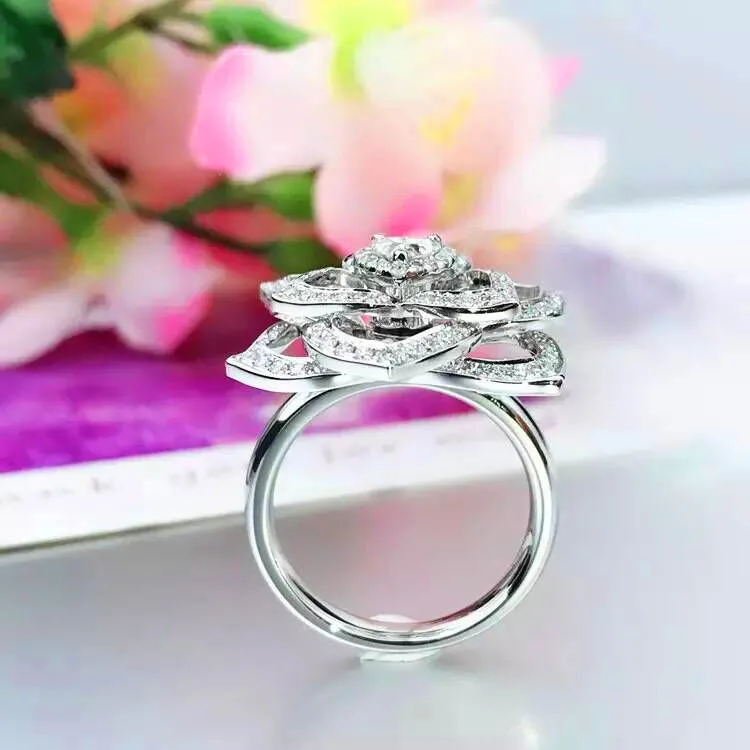 Роскошные Большие Розочки в форме сердца кольцо милое Бохо женское серебряное обручальное кольцо винтажные вечерние Обручальные кольца для женщин