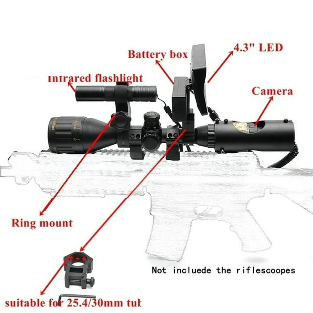 DIY ночного видения прицел ЖК-монитор охотничья тропа камера ж/инфракрасный ИК фонарь для тактического ночного видения оптические прицелы