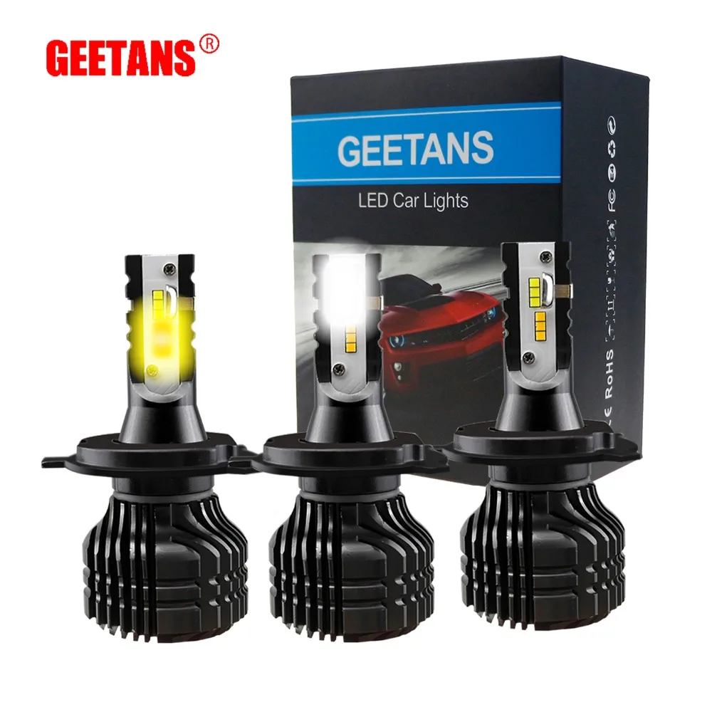 

GEETANS H7 H4 Auto LED 12V Light Dual Color 2PCS 9005/9006/H11 Car Driving Led Lights 52w 9000LM Headlight 3000k 6000k Bulbs CJ