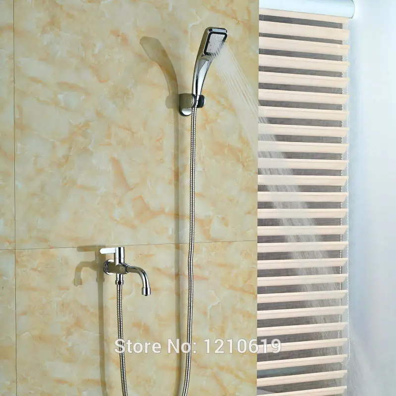 

Newly Chrome Simple Shower Faucet Bathtub Faucet w/Hand Shower One Handle Tub Faucet For Cold Water
