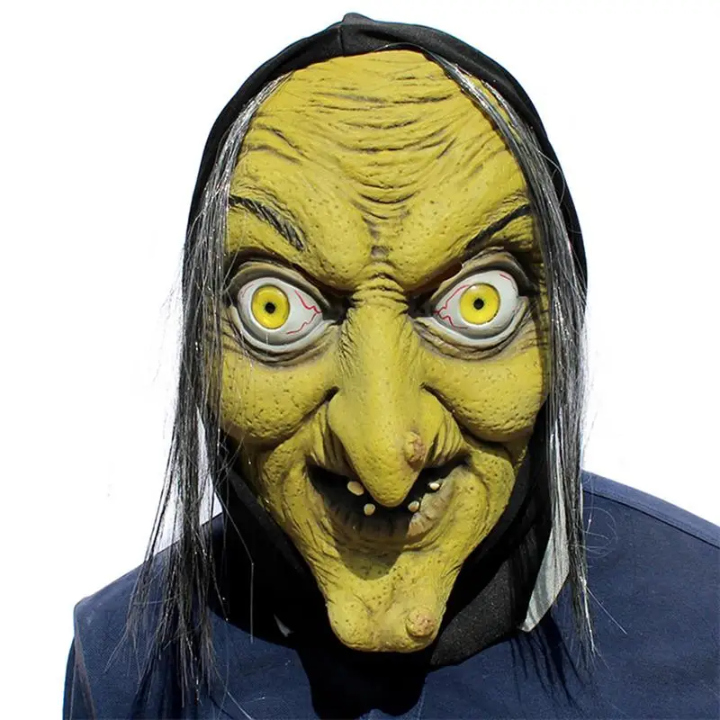 

Horror Green Face Witch Mask Latex Mask Scary Party Full Face Mask Kids Party Funny Halloween Christmas Masquerade Mask