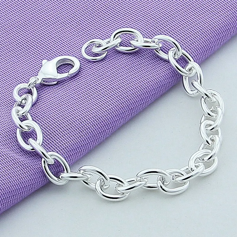 

Lobster Clasp Bracelet 925 Silver Simple Classic Chain Bracelet For Women Men Top Quality