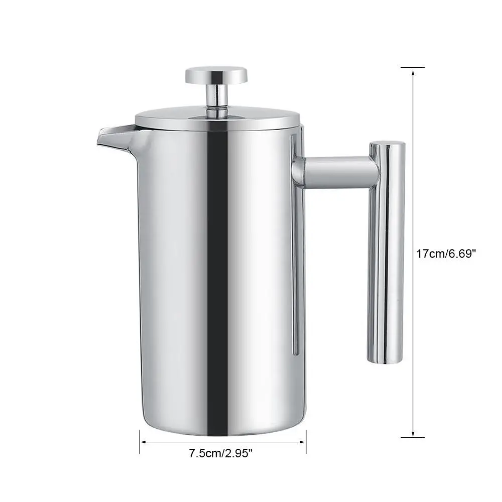 350ml Нержавеющая сталь 304 двойной Слои Френч-прессы Кофе горшок с фильтром корзины 350/800/1000 мл большой Ёмкость ручной кафе чайник - Цвет: 350ml