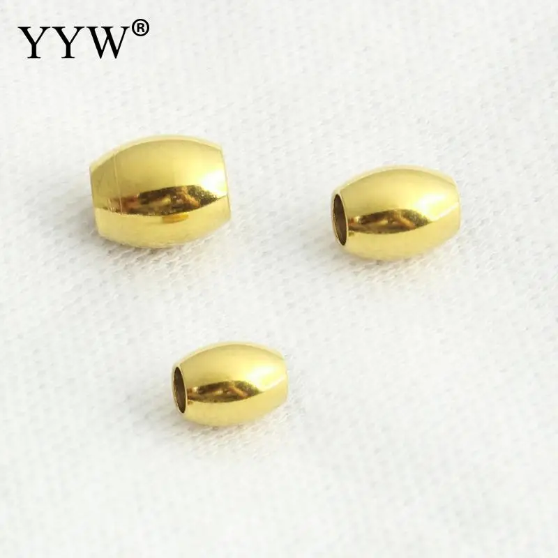 1Lot Stainless Steel Beads For Jewelry Making Oval Shape Gold Rose Gold Black Ionic Color Big  Spacer Hole Beads 5x4x4mm