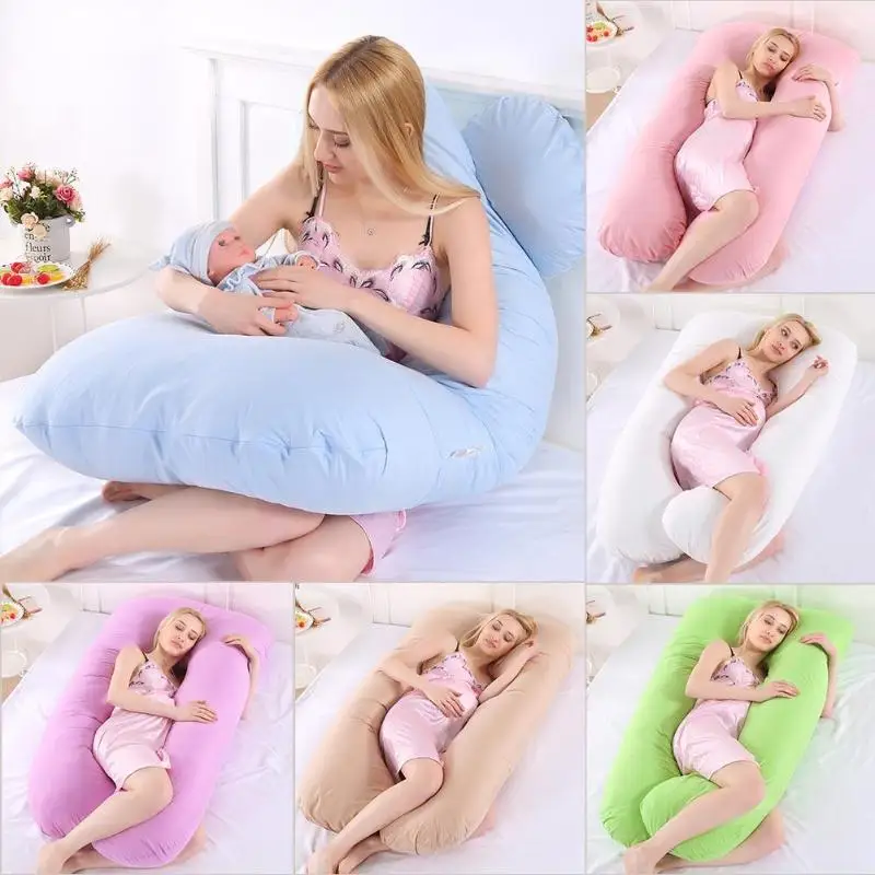 U-образная демонтированная Подушка для беременных из чистого хлопка, комфортное спальное Белье для беременных, боковая подушка для дома