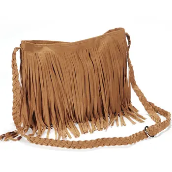 

2018 new fashion and good quality flap plastic single solid zipper Fringed handbag shoulder bag woman tendency Brown versatile