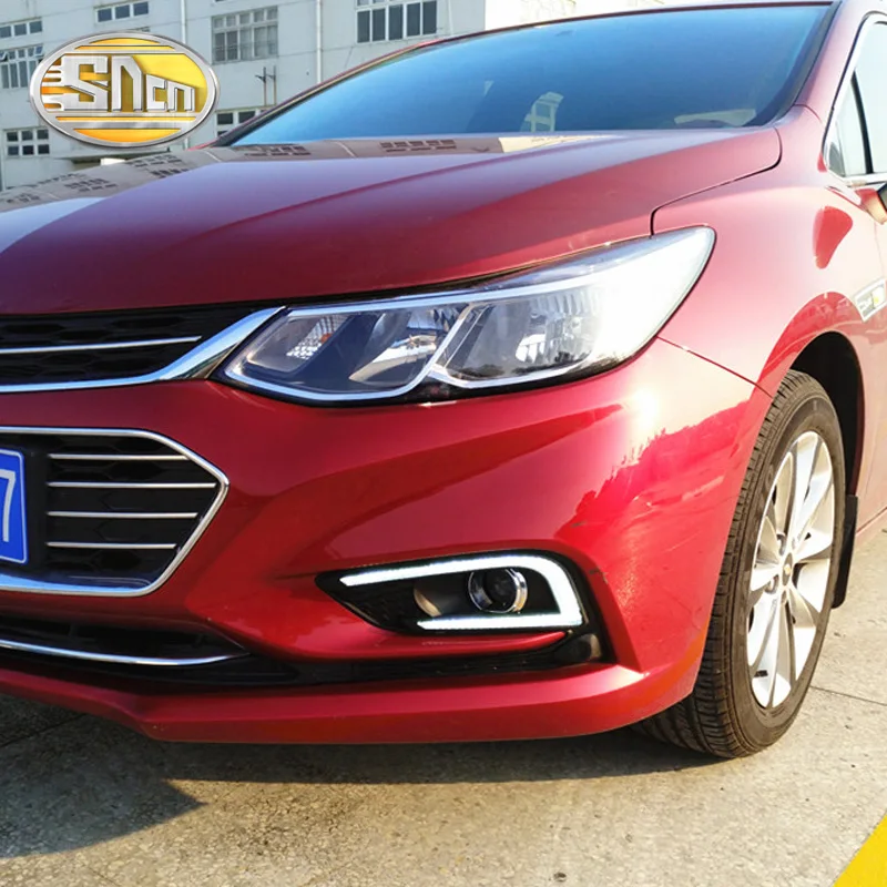 

SNCN 2PCS LED Daytime Running Light For Chevrolet Cruze 2016 2017 2018 Yellow Turn Signal Relay 12V Car DRL Fog Lamp Decoration