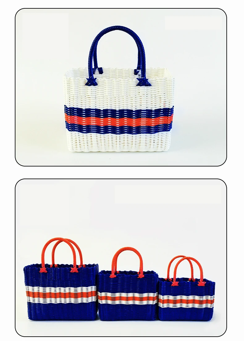 Handmade Woven Plastic Basket Bath Storage 4HQD (9)