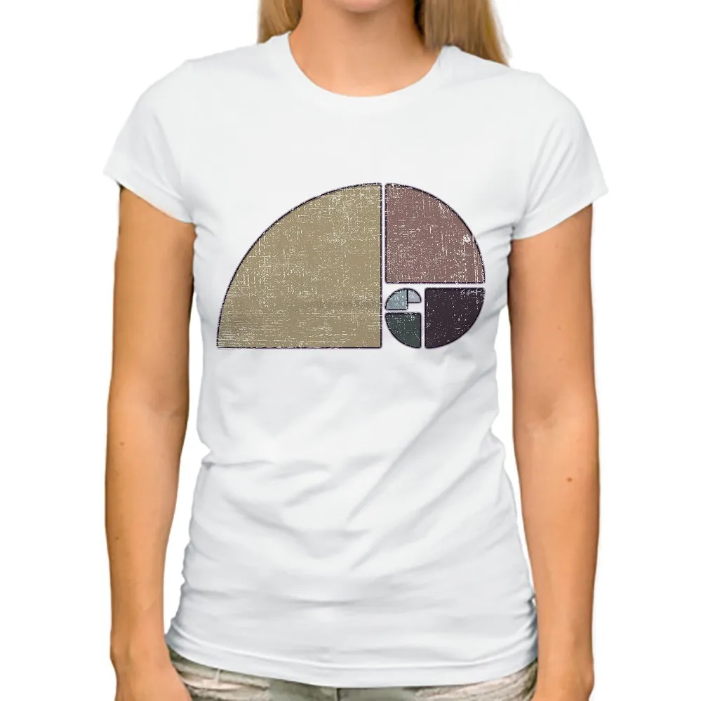 JOLLYPEACH Distressed Geometric Fibonacci Spiral funny tshirt women summer new white casual short sleeve femme t shirt | Женская одежда