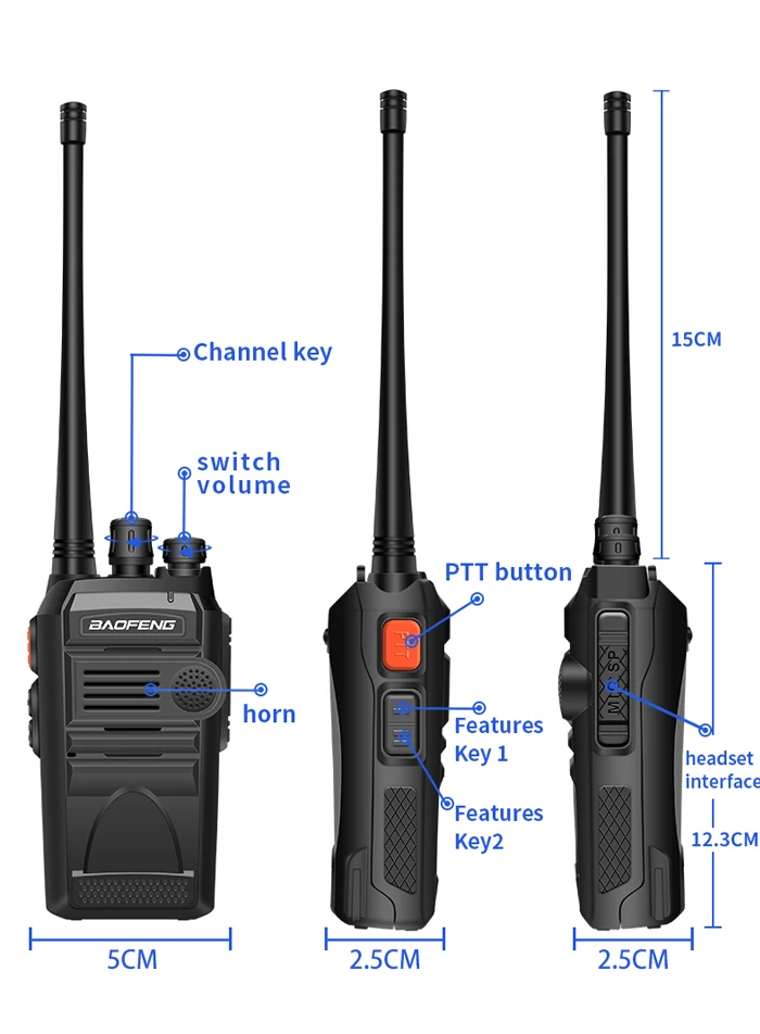 2 шт./лот BAOFENG 999S plus Walkie talkie UHF двухстороннее радио baofeng 888s UHF 400-470 МГц 16CH портативный приемопередатчик с наушником