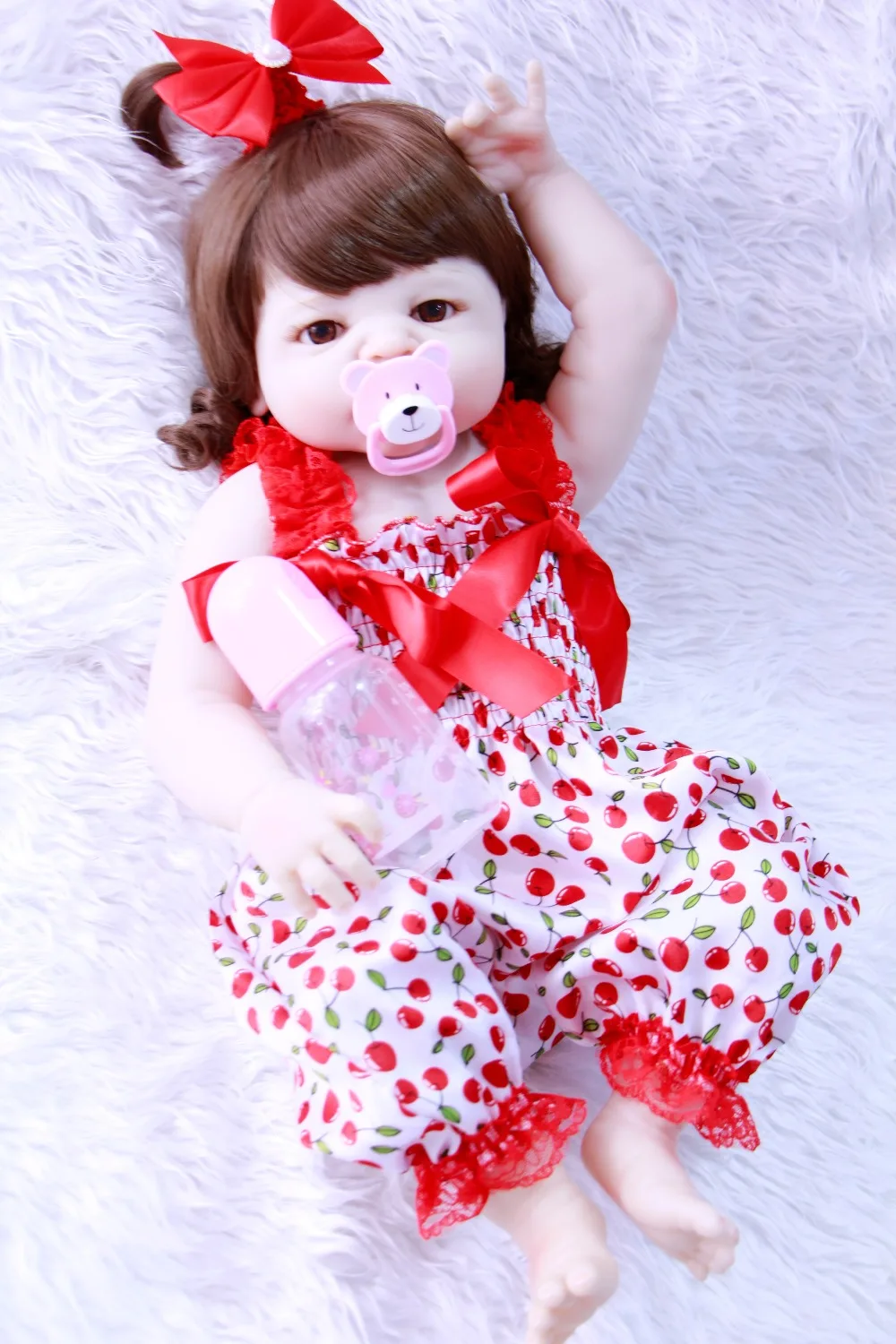

23inch Full Silicone 57cm doll Boneca Fashion Dolls baby reborn toddler bathe toy bebe toddler real play house babies hot sale