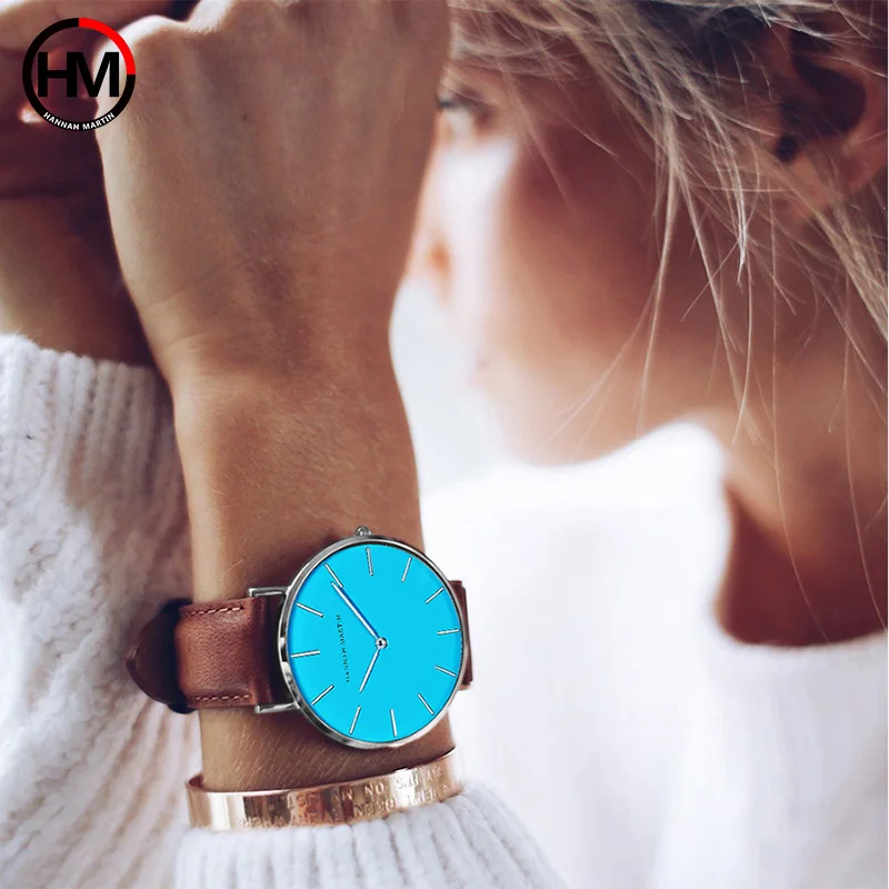 

Women Watches Luxury Brand Japan Quartz Ladies Watch Leather Silver Blue Dial Wristwatches Nylon Female Clock Relogio Feminino