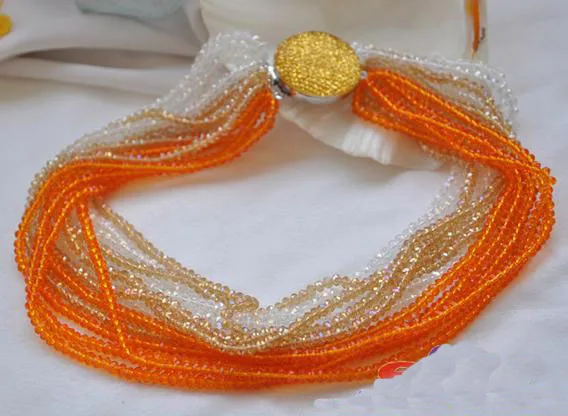 

Perfect Handmade Luck Jewellery,15rows 18inches 4mm Yellow Clear Faceted Crystal Beads Rainbow Necklace