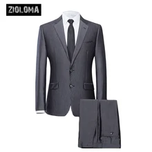 ZIOLOMA Мужская шаль с отворотом 2 шт. мужской костюм Slim Fit Две кнопки вечерний костюм Блейзер Куртка брюки мужской деловой блейзер