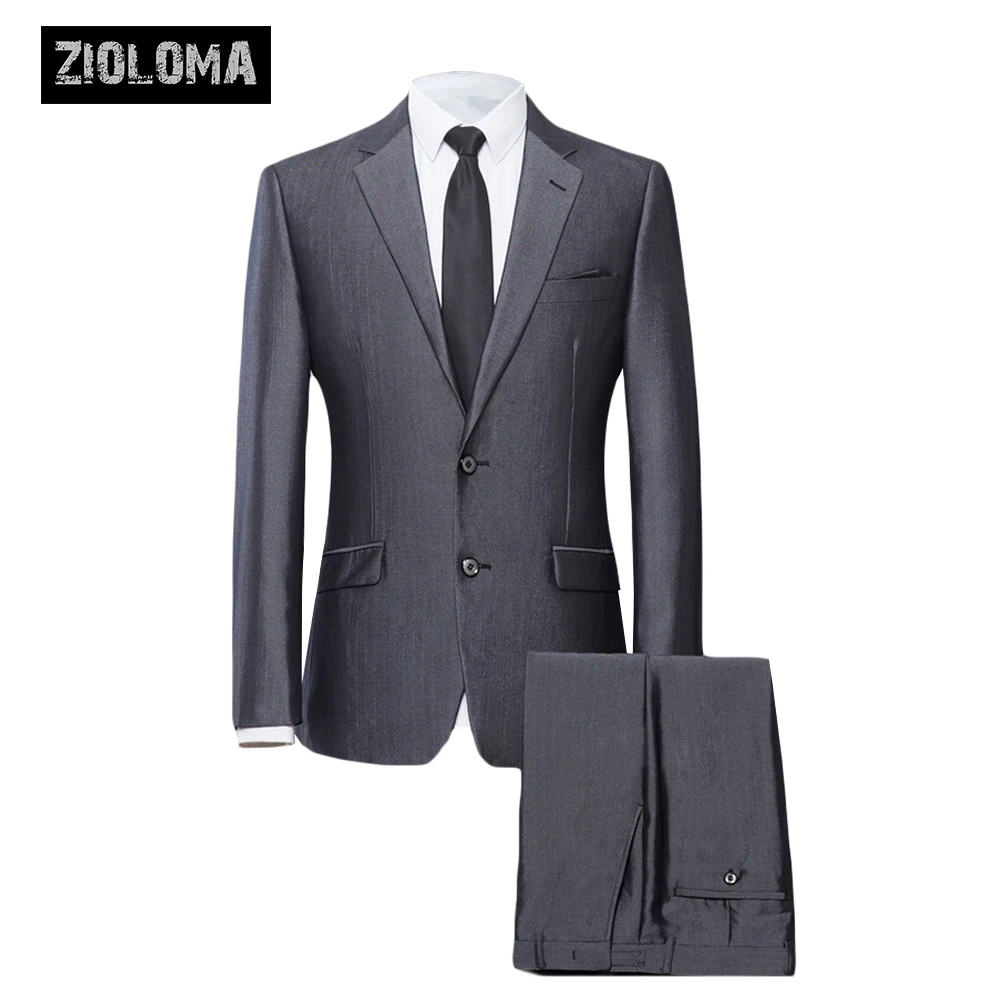 

ZIOLOMA Men's Shawl Lapel 2 Pieces Male Suit Slim Fit Two Buttons Dress Suits Blazer Jacket Pants Men's Business Formal Blazer