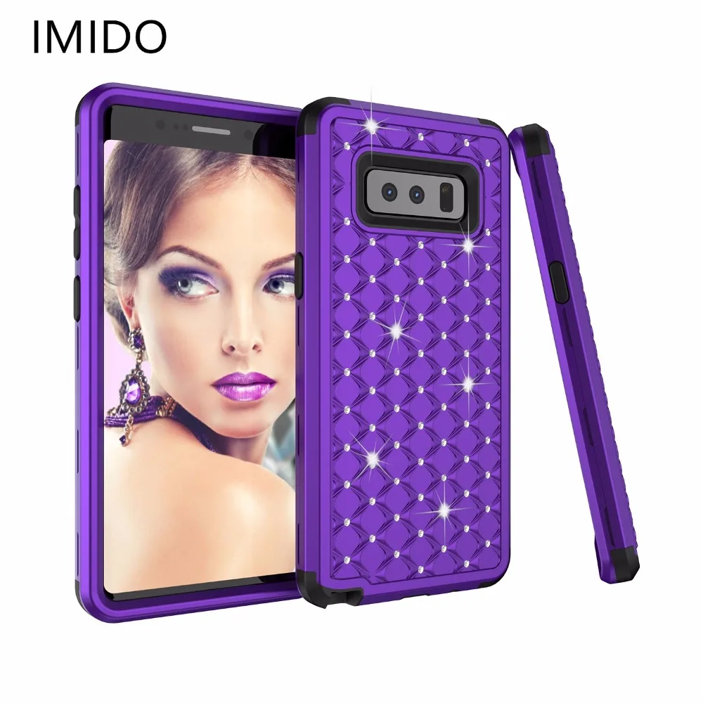 Luxury Bling Style 3 in 1 Durable PC+TPU Glitter phone Case For Samsung Galaxy Note 8 Full pretection anti-knock Armor |