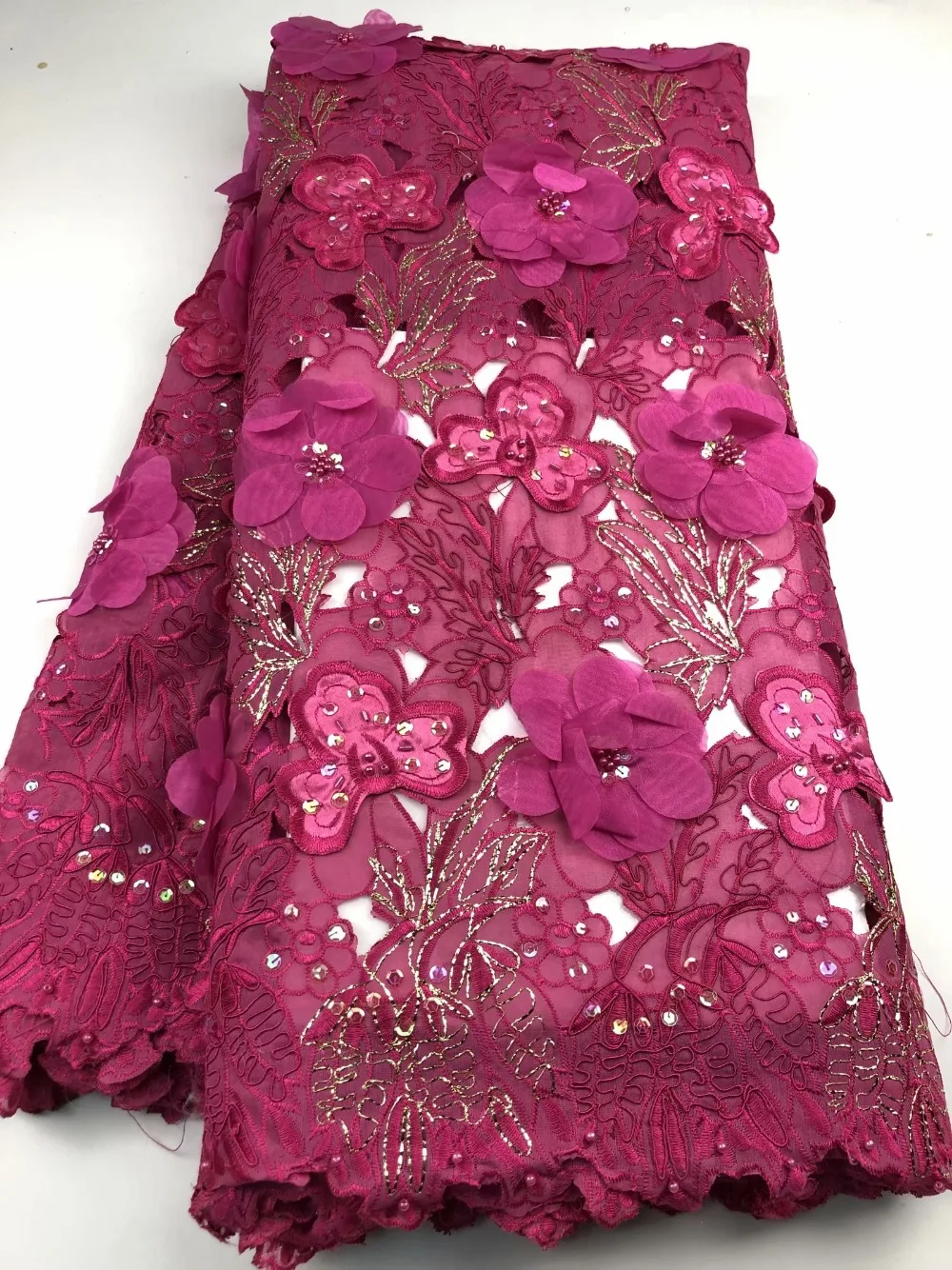 

African Lace Fabric High Quality 3d Lace Embroidery French Tulle Lace Fabric Wedding For Nigerican Lace Fabric 5yards