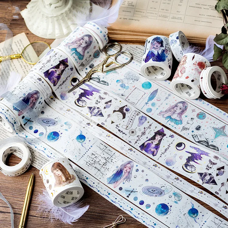 

NEW 15/50mm Divination of witches Quiet poetry Gilding decoration washi tape DIY planner scrapbooking diary masking tape escolar
