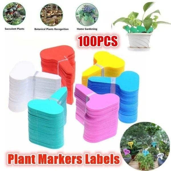 

100Pcs 5*7cm plastic plant t-type tag markers nursery garden lawn labels