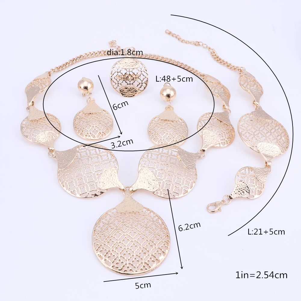 Дизайн серебра/комплект ювелирных украшений золотистого цвета нигерийские винтажные вечерние заявление большое ожерелье браслет, серьги, кольцо для женщин