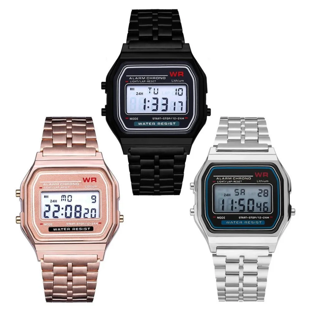 Ultra-thin F91w sports Children's electronic watches alarm children clock Stainless Steel strap men watch for kid boy girl gift