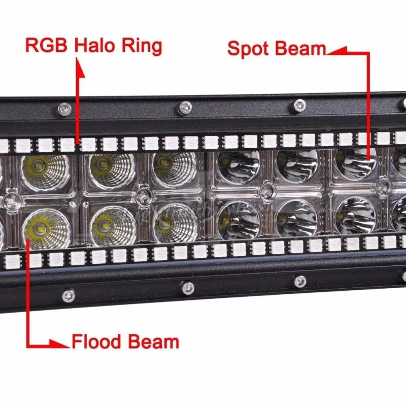 42 "240 Вт светодиодный свет бар пятно Наводнение Combo + 2x заподлицо кубические линзы с RGB halo Кольцо многоцветные чеканка RF дистанционное