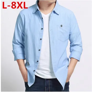 

2017 New Spring and autumn Casual Shirts Men Long Sleeve 100% Pure Cotton Slim Fit Plus Size 8XL 7XL 6XL 5XL 4XL High Quality
