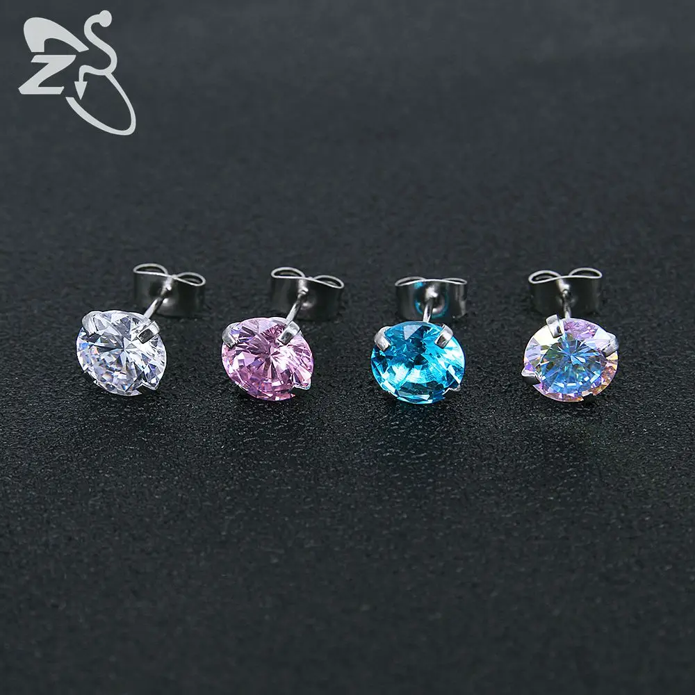 3-8mm Small Silver Gold Earrings with Stone CZ Crystal Ear Studs Surgical Steel Cubic Zirconia Helix Earring Women Accessories - Image 5