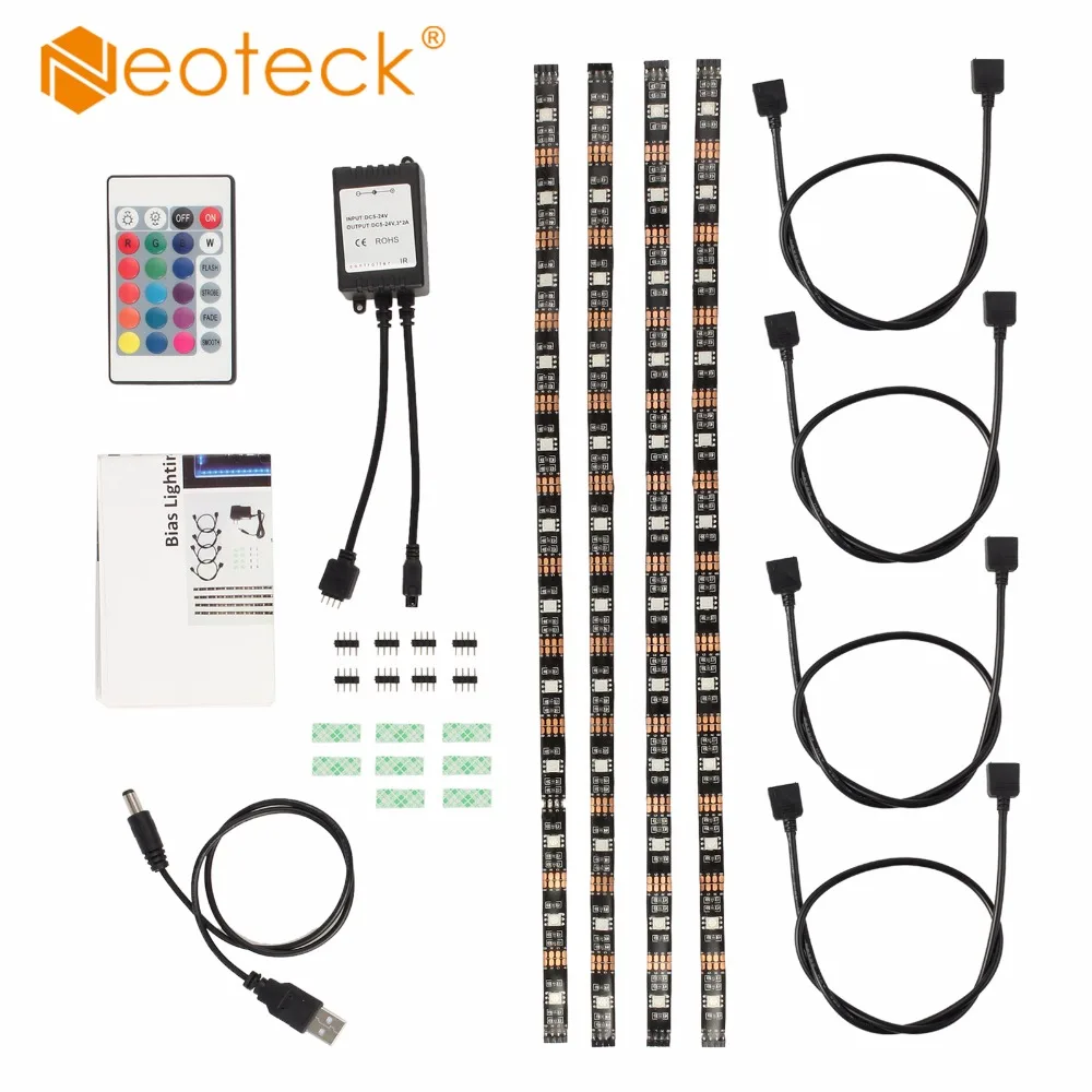 

4X40cm USB Led Mood Lights TV BackLight Accent RGB Multi Color Strip Light Kit Led Ribbon Strip Lamp For Living Room Led Tape