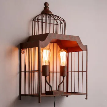 

American country style wall light industry retro bar creative two head pulley lift stairs bedroom wall lamp